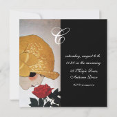 INVITATION DAME AVEC MONOGRAMME DE ROSE ROUGE POUR FÊTE DE MA (Dos)