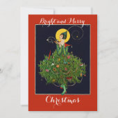 Invitation DAME AVEC NOËL CADEAUX ART DÉCO Xmas (Devant)