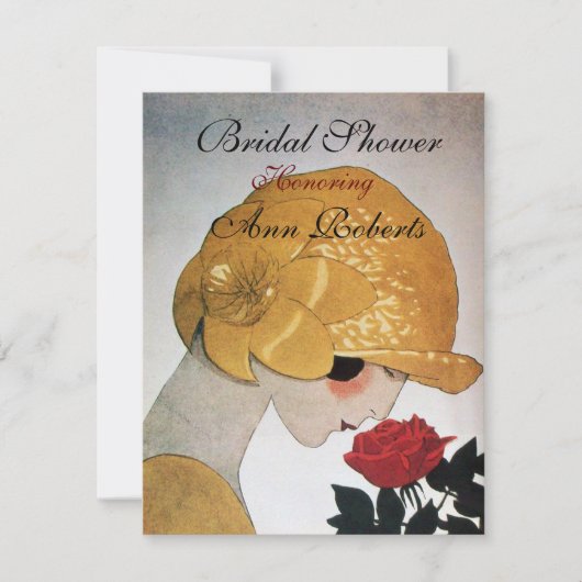 INVITATION DAME AVEC ROSE ROSE ROSE ROSE ROSE FÊTE DES MARIÉE (Devant)