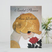 INVITATION DAME AVEC ROSE ROSE ROSE ROSE ROSE FÊTE DES MARIÉE (Debout devant)