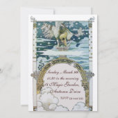 INVITATION DAME AVEC UNICORN FÊTE DES MARIÉES PARTY GOLD (Dos)