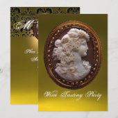 INVITATION DAME CAMEO ANTIQUE, PARTIE DE DÉGUSTATION DE VIN A (Devant / Derrière)