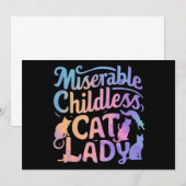 Invitation Dame de chat misérable sans enfants (Devant / Derrière)