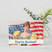 Invitation Dame de la Liberté Drapeau Américain Indépendance (Debout devant)