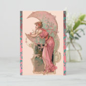 INVITATION DAME DE LA LUNE AVEC ROSES , FLEURS DE DAMAS BLEU  (Debout devant)