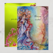 Invitation DAME DU LAC , bleu rose jaune vif brillant (Devant / Derrière)