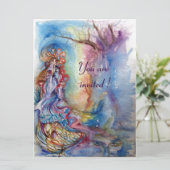 Invitation DAME DU LAC, bleu rose vibrant (Debout devant)