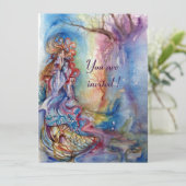 Invitation DAME DU LAC , bleu vibrant métallisé rose argenté (Debout devant)