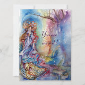 Invitation DAME DU LAC , bleu vibrant métallisé rose argenté (Devant)