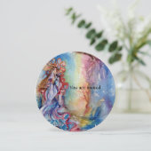 Invitation DAME DU LAC bleu vibrant vif rose violet blanc (Debout devant)