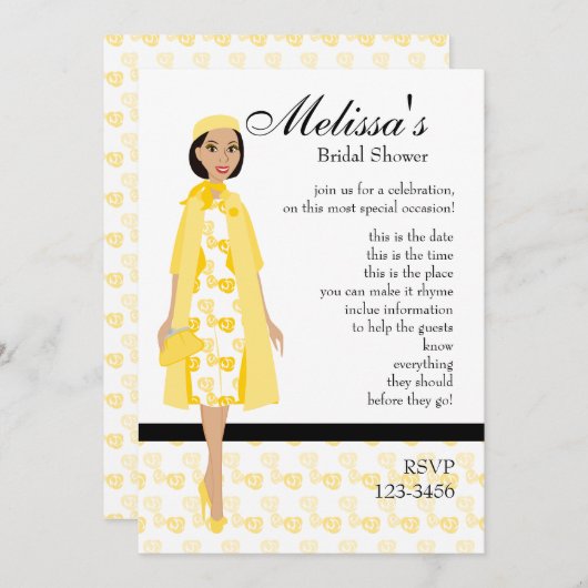 Invitation Dame En Jaune (Devant / Derrière)