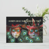 INVITATION DAME ROUGE ET MASQUE DE BOUFFON AVEC PLUMES DE PAO (Debout devant)