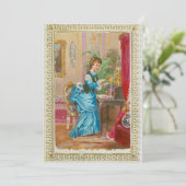 Invitation Dame victorienne à son bureau (Debout devant)