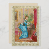 Invitation Dame victorienne à son bureau (Devant / Derrière)