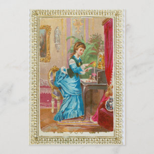 Invitation Dame victorienne à son bureau
