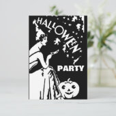 Invitation Dame vintage avec masque Halloween (Debout devant)