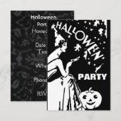 Invitation Dame vintage avec masque Halloween (Devant / Derrière)