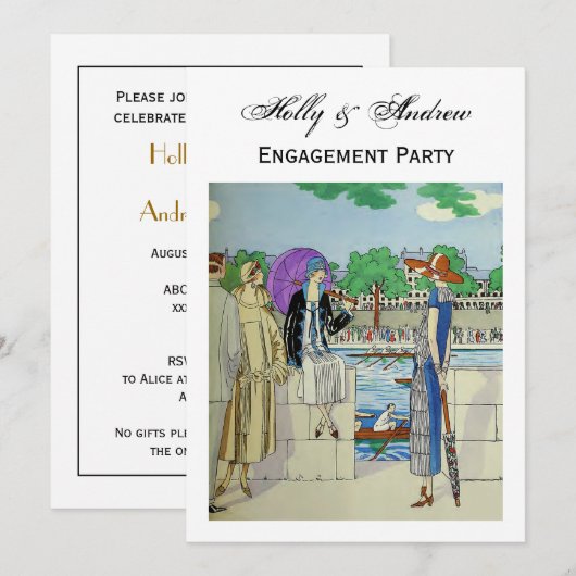 Invitation Dames des années 1920 à la régate de course d'équi (Devant / Derrière)
