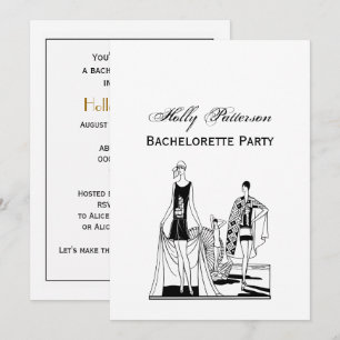 Invitation Dames élégantes Art Déco vintage à la plage