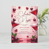 Invitation Dames Night Cherry Galentine's Cocktail Party (Debout devant)