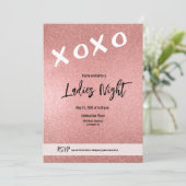 Invitation Dames Nuit XOXO rose rose or parties scintillant C (Debout devant)