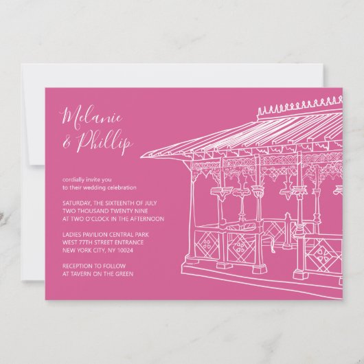 Invitation Dames Pavilion Central Park New York Mariage (Devant)