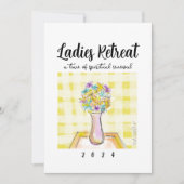 Invitation Dames Retraite design avec Fleurs sur une table (Devant)