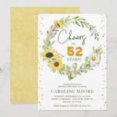 Invitation Dames Tournesol Anniversaire Cheval to Years Elega (Devant / Derrière)