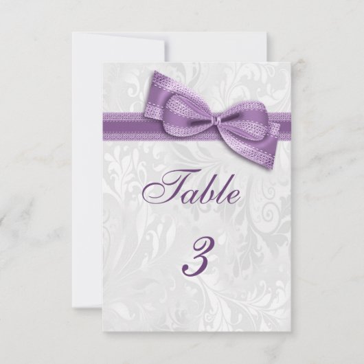 Invitation Damier blanc et noeud papillon faux violet (Devant)