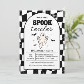 Invitation Damier Rétro Spooktacular Halloween (Debout devant)