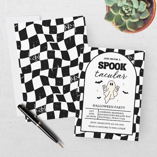 Invitation Damier Rétro Spooktacular Halloween