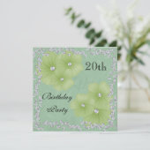Invitation Damier Vert & Fleurs 20e Anniversaire (Debout devant)