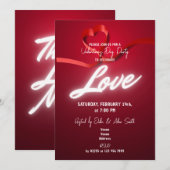 Invitation d'amour à coeur rouge et blanc pour la  (Devant / Derrière)