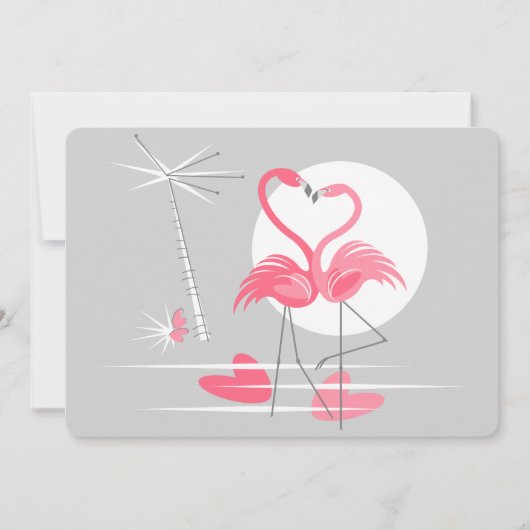 Invitation d'amour flamant rose horizontal (Devant)