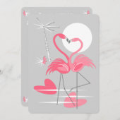 Invitation d'amour flamant rose verticale (Devant / Derrière)