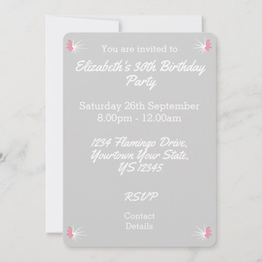 Invitation d'amour flamant rose verticale (Dos)