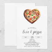 Invitation d'amour & pizza, douche de fiançailles (Devant / Derrière)