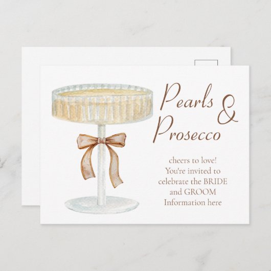 Invitation d'amour pour une fête de mariage Perles (Devant / Derrière)