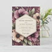 Invitation Damson Romantic Bloom Wedding (Debout devant)