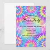 Invitation Dance Birthday Party Tie Dye Glow Dance Disco (Devant / Derrière)