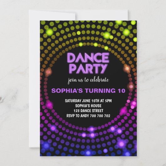 Invitation Dance Party Disco 80s Disco Ball Girls Anniversair (Devant)