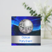 Invitation Dance Party Event Blue Silver Mirrorball (Debout devant)