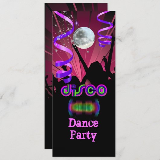 Invitation Dance Party Mirror Ball Disco 2 (Devant / Derrière)