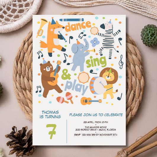 Invitation Dance sing and play kids birthday