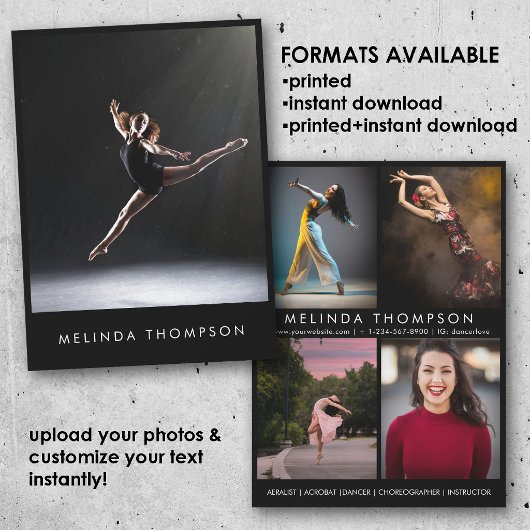 Invitation Dancer Choreographer Comp Card 5 Photo Headshot