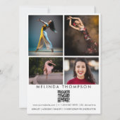Invitation Dancer Choreographer Comp Card 5 Photo QR Code (Dos)