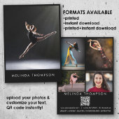 Invitation Dancer Choreographer Comp Card 5 Photo QR Code