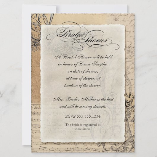 Invitation d'ancienne Fête des mariées Peacock - A (Dos)