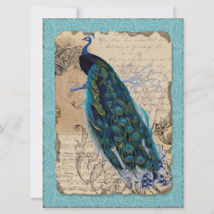 Invitation d'ancienne Fête des mariées Peacock - A