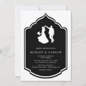 Invitation Dancing Couple Illustration Mariage noir moderne (Devant)